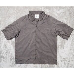 Adidas Originals Dark Gray 3 Stripe Casual Oversized Short Sleeve Shirt Mens L